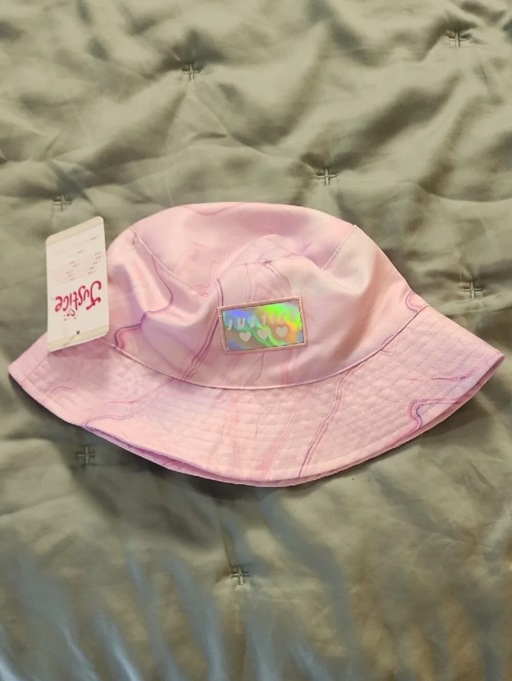 Justice Pink Iridescent Duffel Bag and Bucket Hat Set